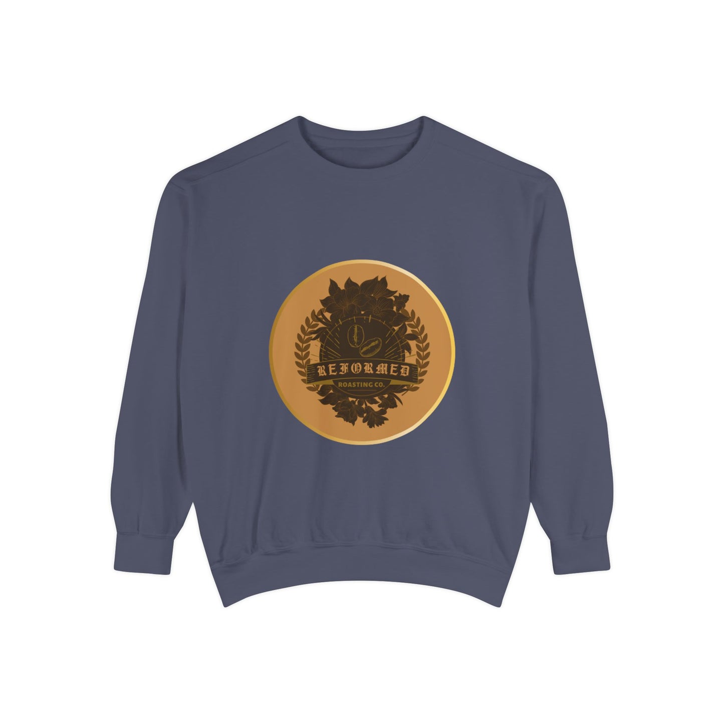 Garment-Dyed Sweatshirt with Vintage Crest Design - Cozy Fashion for All, Perfect for Gift Giving, Casual Wear, Everyday Comfort