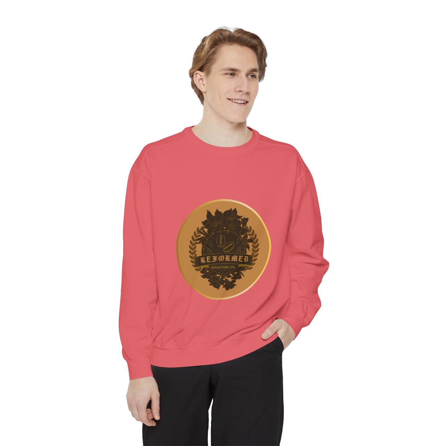 Garment-Dyed Sweatshirt with Vintage Crest Design - Cozy Fashion for All, Perfect for Gift Giving, Casual Wear, Everyday Comfort