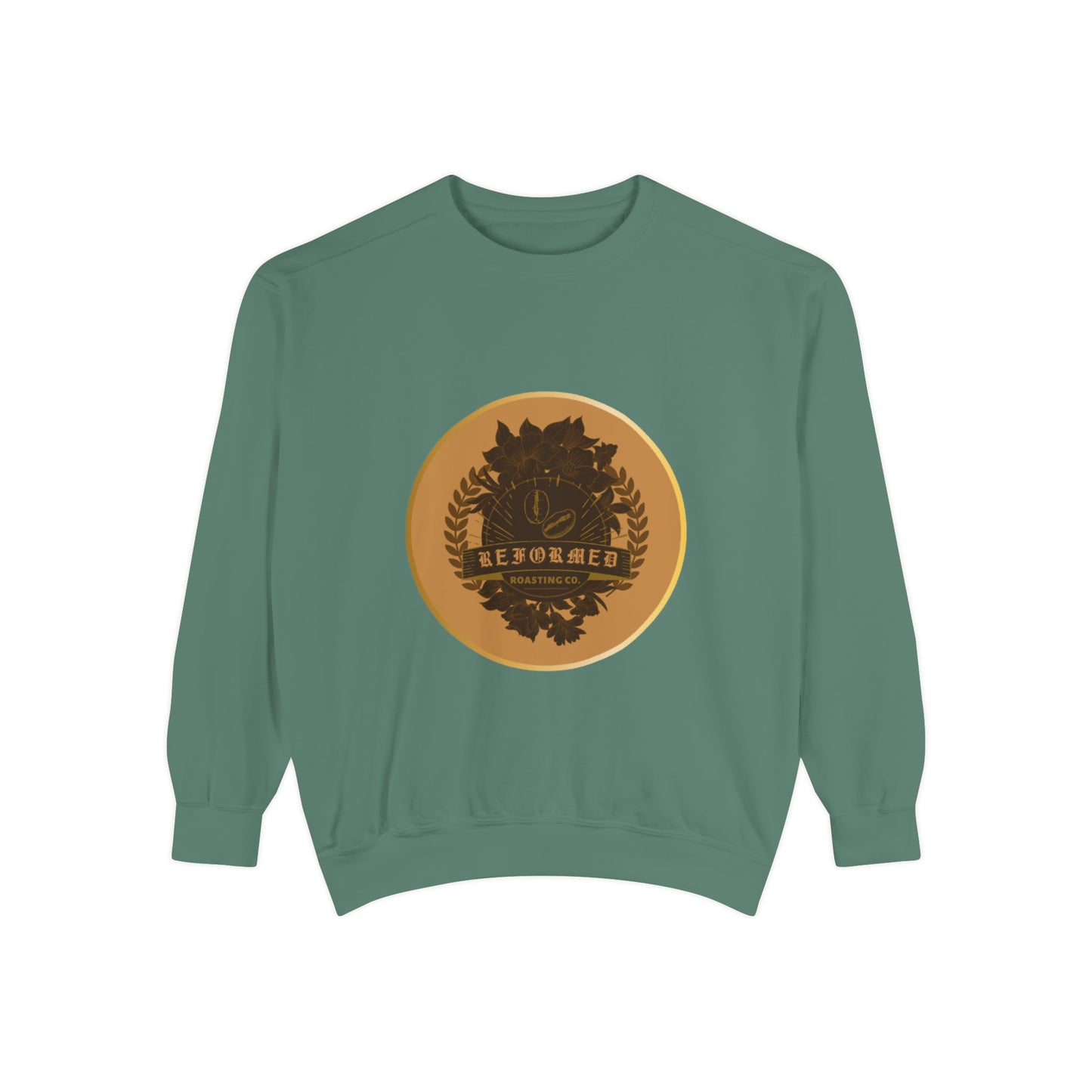 Garment-Dyed Sweatshirt with Vintage Crest Design - Cozy Fashion for All, Perfect for Gift Giving, Casual Wear, Everyday Comfort