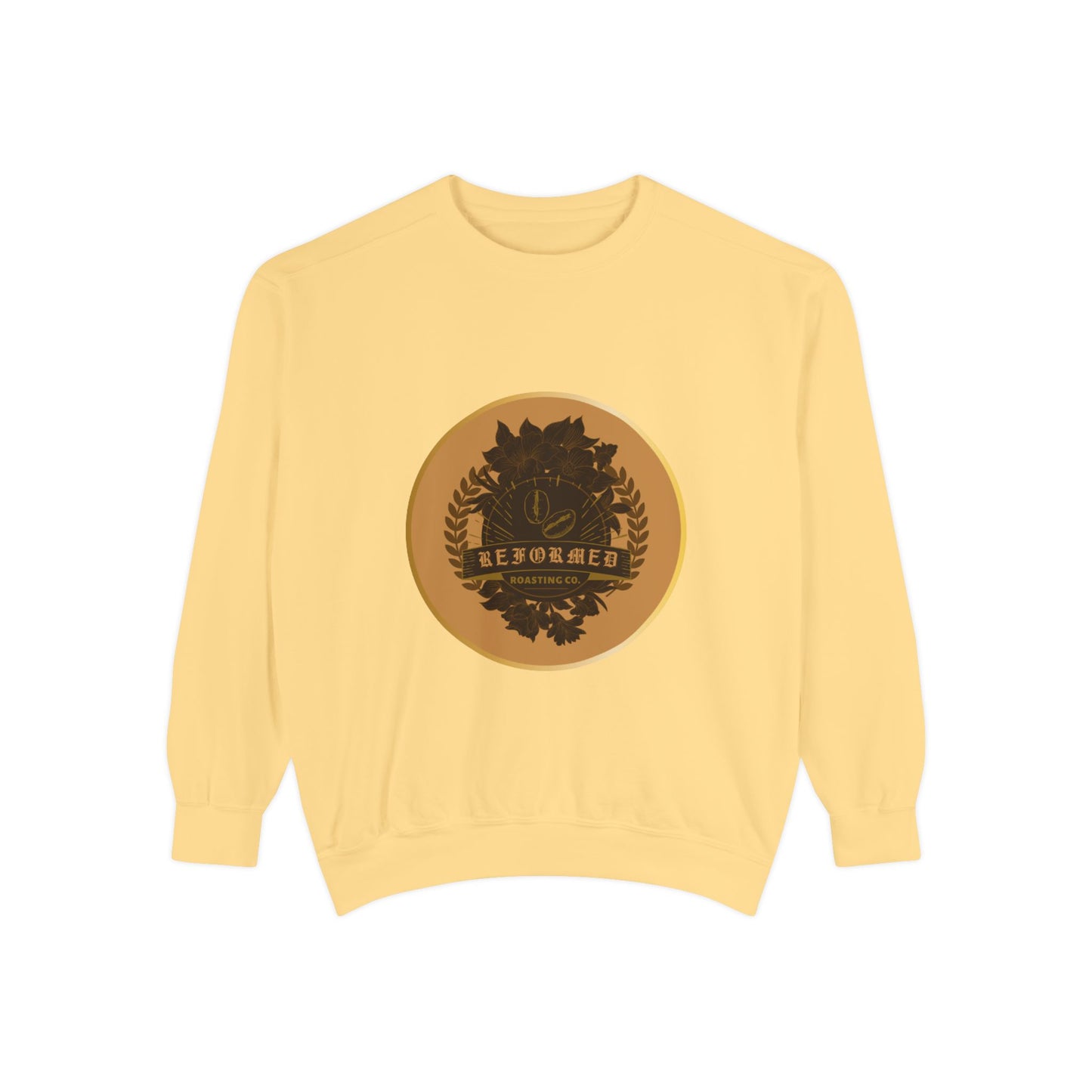 Garment-Dyed Sweatshirt with Vintage Crest Design - Cozy Fashion for All, Perfect for Gift Giving, Casual Wear, Everyday Comfort