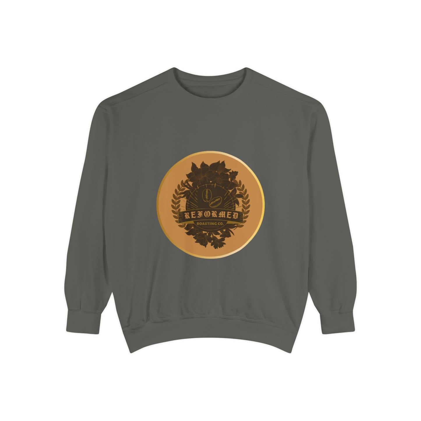 Garment-Dyed Sweatshirt with Vintage Crest Design - Cozy Fashion for All, Perfect for Gift Giving, Casual Wear, Everyday Comfort