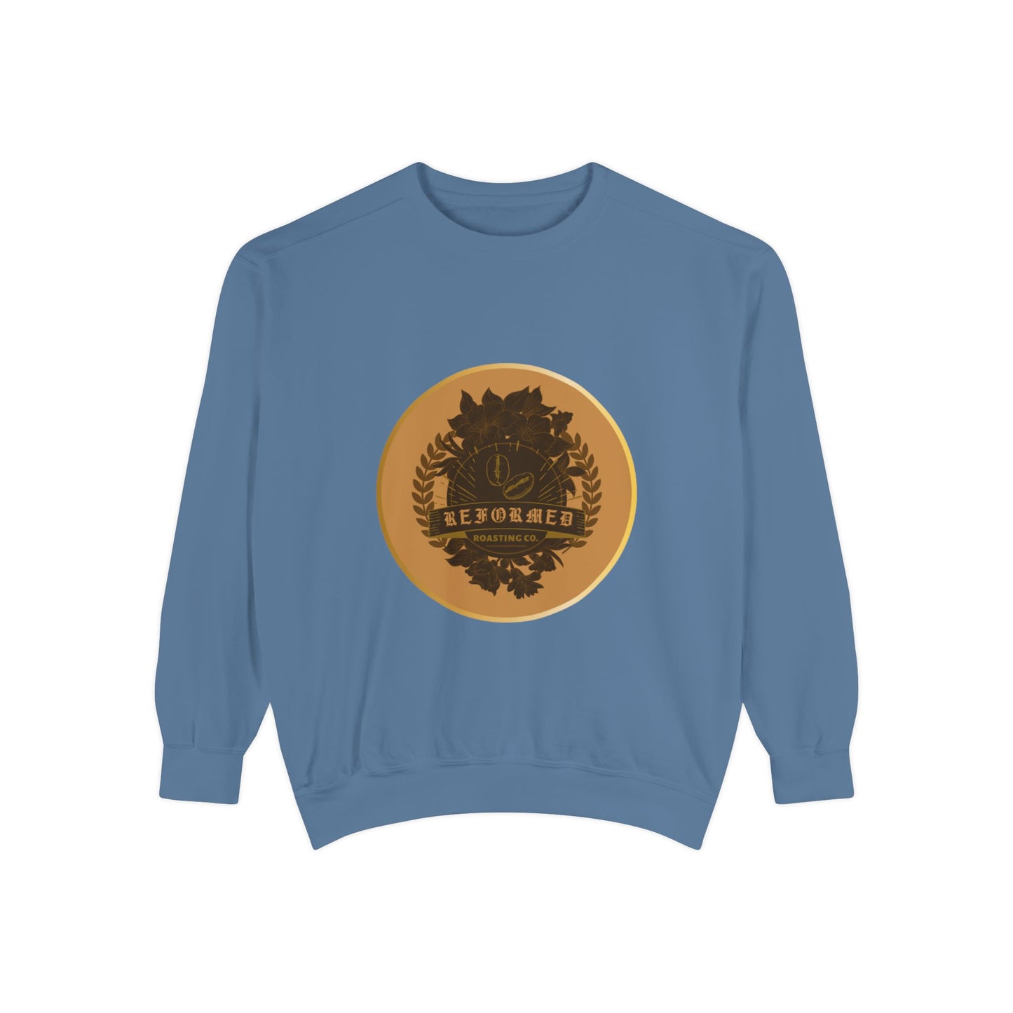 Garment-Dyed Sweatshirt with Vintage Crest Design - Cozy Fashion for All, Perfect for Gift Giving, Casual Wear, Everyday Comfort